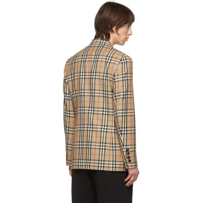 Shop Burberry Beige Wool Tailored Blazer In Archive Bei