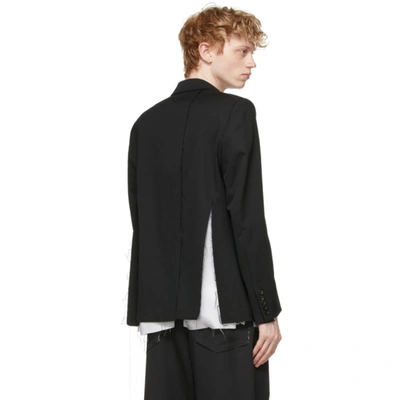 Shop Sulvam Black & White Wool Layered Blazer