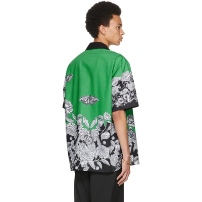 Shop Valentino Green & Black Dark Blooming Short Sleeve Shirt In C42 Verde/dark Bloom
