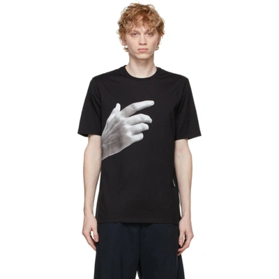 Shop Neil Barrett Black 'the Other Hand' T-shirt In 1891 Black/greys