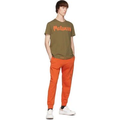Shop Alexander Mcqueen Orange Graffiti Lounge Pants In 0909 Orange/khaki