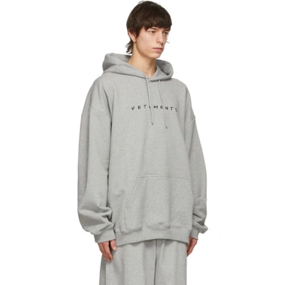 Shop Vetements Grey Friendly Logo Hoodie In Grey Melange 1461962