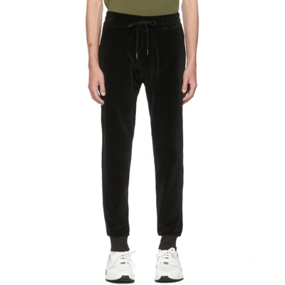 Shop Tom Ford Black Velour Lounge Pants In K09 Black