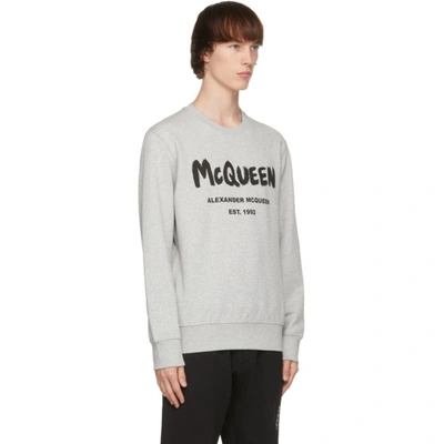 Shop Alexander Mcqueen Grey Graffiti Sweatshirt In 0902 Pale Grey/black