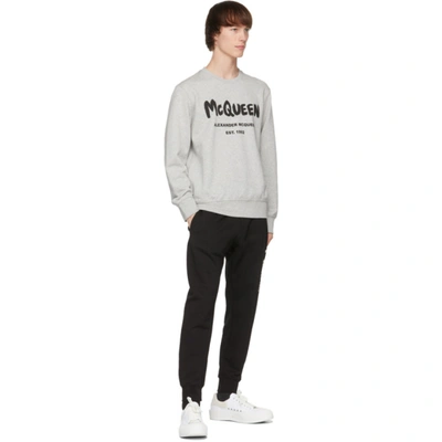 Shop Alexander Mcqueen Grey Graffiti Sweatshirt In 0902 Pale Grey/black