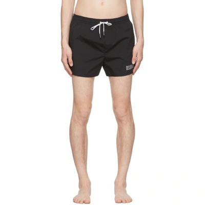 Shop Dsquared2 Black & Silver 'icon' Swim Shorts In 008 Black
