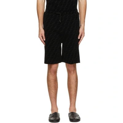 Shop Fendi Black Piqué 'forever ' Shorts In F0abb Black