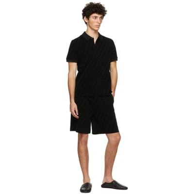 Shop Fendi Black Piqué 'forever ' Shorts In F0abb Black
