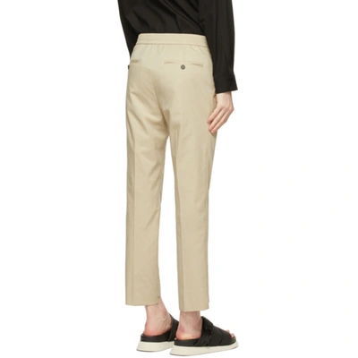 Shop Solid Homme Taupe Elastic Waist Trousers In Grey 703g
