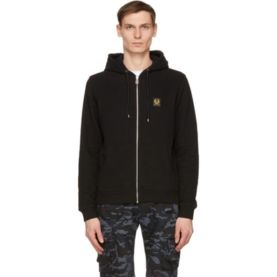 Shop Belstaff Black French Terry Zip Hoodie In 90000 Black