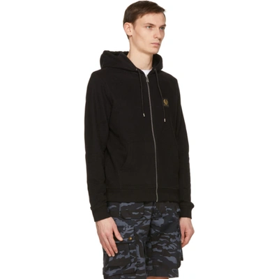 Shop Belstaff Black French Terry Zip Hoodie In 90000 Black