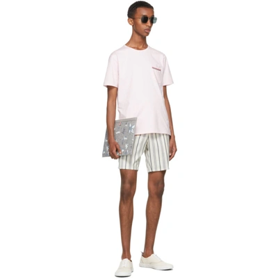 Shop Thom Browne Pink Jersey Striped Chest Pocket T-shirt In 642 Ltpink