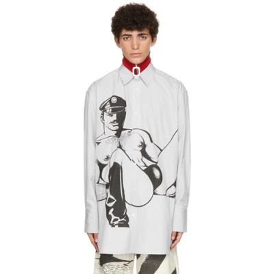 Shop Jw Anderson White & Black Tom Of Finland Striped Oversized Shirt