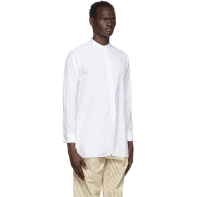 Shop Maison Margiela White Poplin Collarless Shirt In 100 White