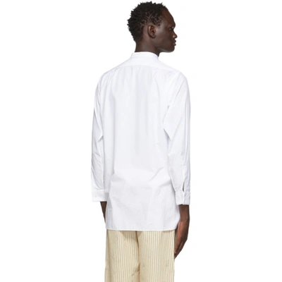 Shop Maison Margiela White Poplin Collarless Shirt In 100 White