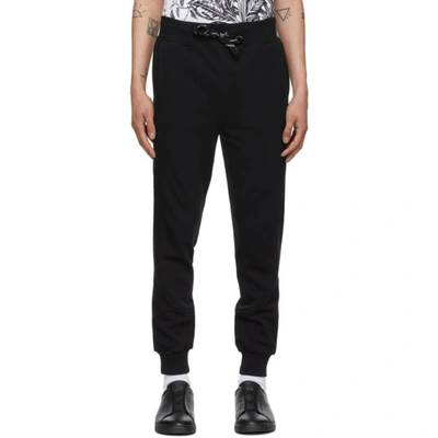 Shop Ermenegildo Zegna Black Ribbed Cuff Lounge Pants In 001 Black