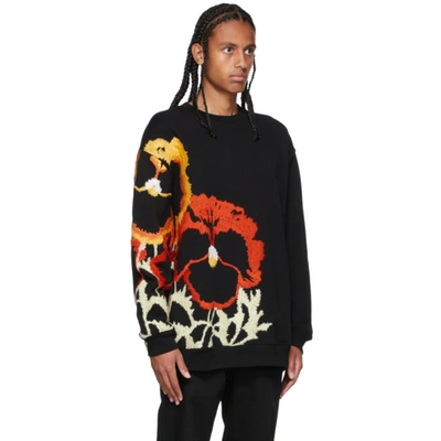 Loewe Pansy-embroidered Cotton-jersey Sweatshirt In Black 