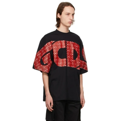 Shop Gcds Black Macro Bandana Logo T-shirt In 02 Black