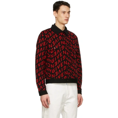 Givenchy Black & Red Wool Refracted Logo Bomber Jacket | ModeSens