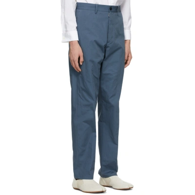 Shop Maison Margiela Blue Cotton Chino Trousers In 509 Steel Blue