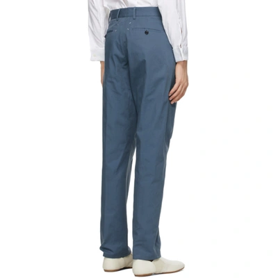 Shop Maison Margiela Blue Cotton Chino Trousers In 509 Steel Blue