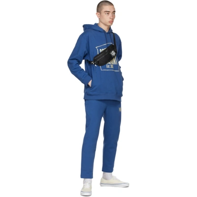 Shop Opening Ceremony Blue Warped Logo Hoodie In Cobalt Pal