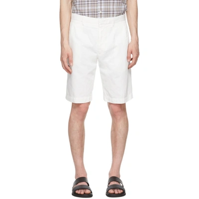 Shop Ermenegildo Zegna White Cotton & Linen Twill Shorts In 999 White