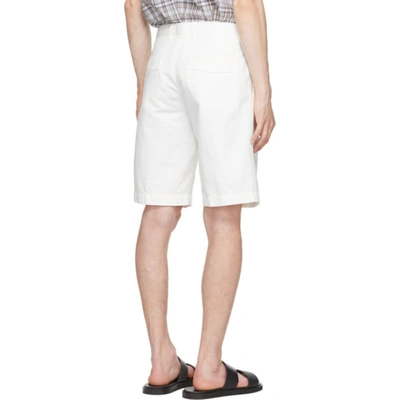 Shop Ermenegildo Zegna White Cotton & Linen Twill Shorts In 999 White