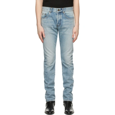 Shop Saint Laurent Blue Slim-fit Jeans In 4681 Hwblue