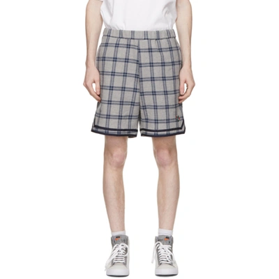 Shop Clot Grey & Navy Check Basketball Shorts