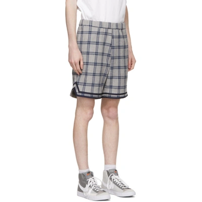 Shop Clot Grey & Navy Check Basketball Shorts