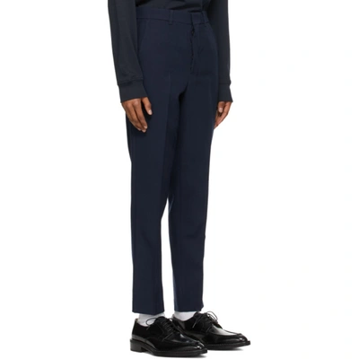 Shop Ami Alexandre Mattiussi Navy Wool Carrot Fit Trousers In Navy/410