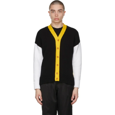 Opening Ceremony Multicolor Combo Dropped Cardigan In Black Lemo