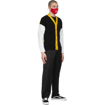 Opening Ceremony Multicolor Combo Dropped Cardigan In Black Lemo