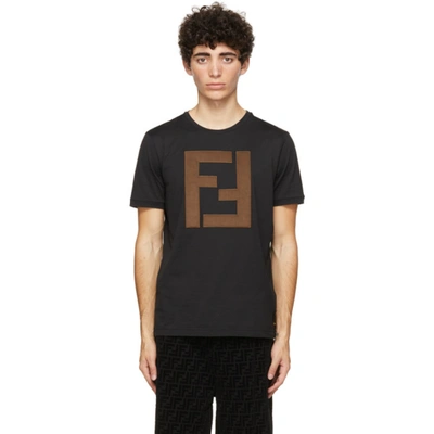 Shop Fendi Black 'ff' Patch T-shirt In F0qa1 Black