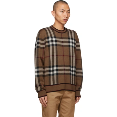 Shop Burberry Brown Check Naylor Sweater In Birch Brown