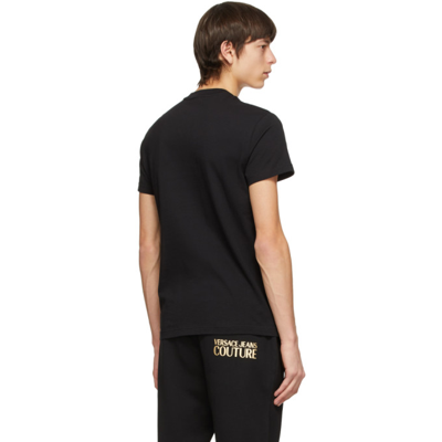 Shop Versace Jeans Couture Black Gold Foil Logo T-shirt In Ek42 Blkgld