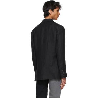 Shop Maison Margiela Black Linen Blazer In 900 Black