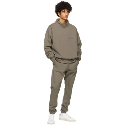 Shop Essentials Taupe Pullover Mock Neck Sweatshirt In Umber