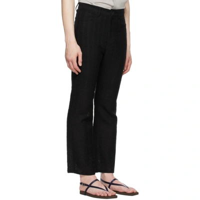 Shop Auralee Black Linen Leno 5p Trousers