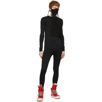 Shop Rick Owens Black Rib Leggings In 09 Black