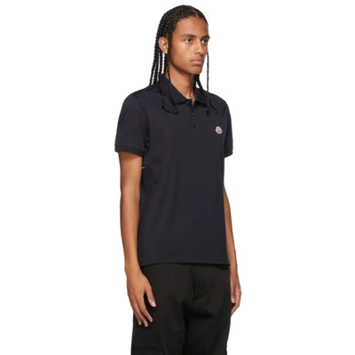 Shop Moncler Navy Knit Polo In 77x Navy