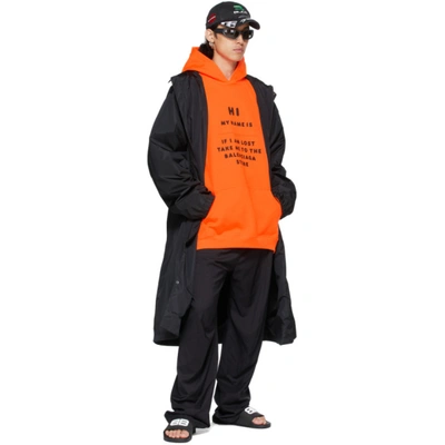 Shop Balenciaga Orange 'hi My Name Is' Hoodie In 7513 Fluo Orange/bla