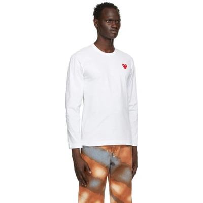 Shop Comme Des Garçons Play White Heart Patch Long Sleeve T-shirt In 2 White