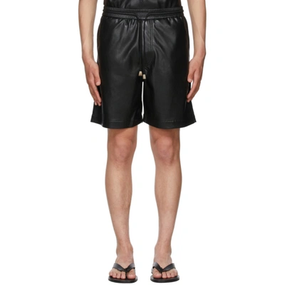 Shop Nanushka Black Vegan Leather Leana Shorts