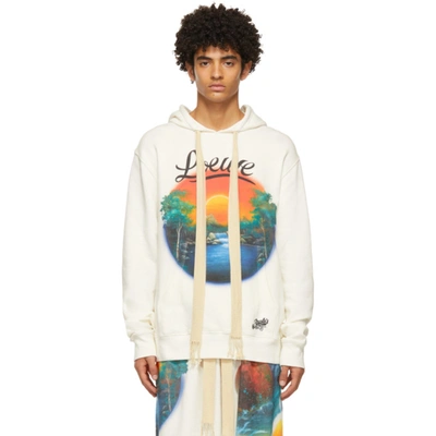 Shop Loewe White Paula's Ibiza Printed Airbrush Hoodie In 1952 Soft White/mult