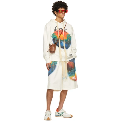 Shop Loewe White Paula's Ibiza Printed Airbrush Hoodie In 1952 Soft White/mult