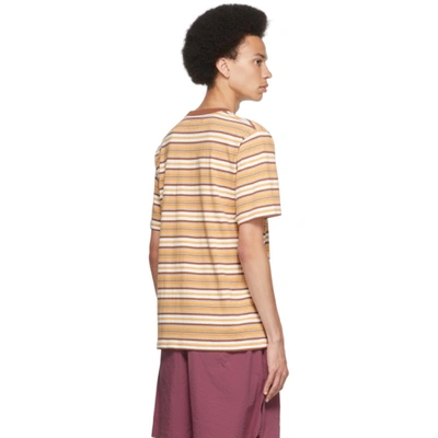 Shop Beams White & Brown Striped Border T-shirt In L Brown26