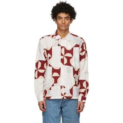 Shop Bode Red Bow Tie Quilt Shirt In White/red