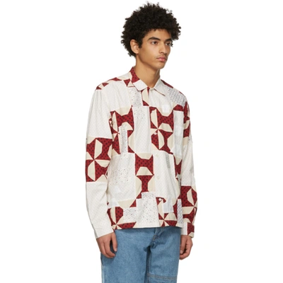 Shop Bode Red Bow Tie Quilt Shirt In White/red